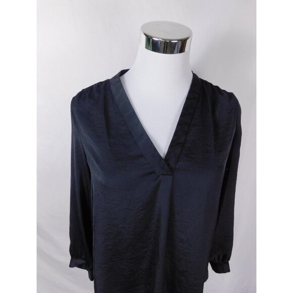 Vince Camuto Black V-Neck Long Sleeve Blouse S Corporate Goth - Picture 7 of 9